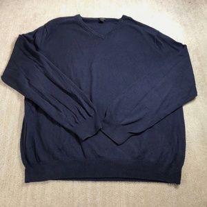 J Crew Sweater Mens Extra Large Pullover Preppy Blue Navy V Neck Casual …